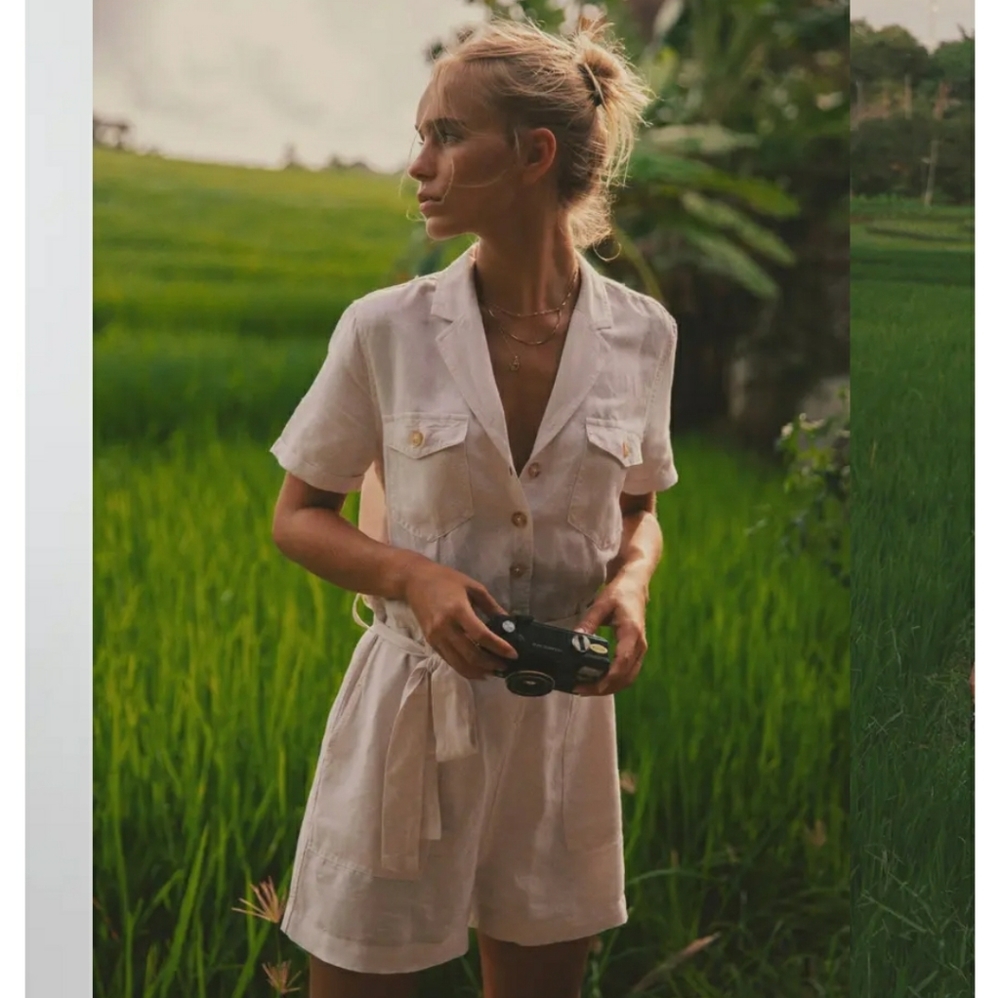 Rails Georgie Tie Waist Romper Small Khaki - image 1